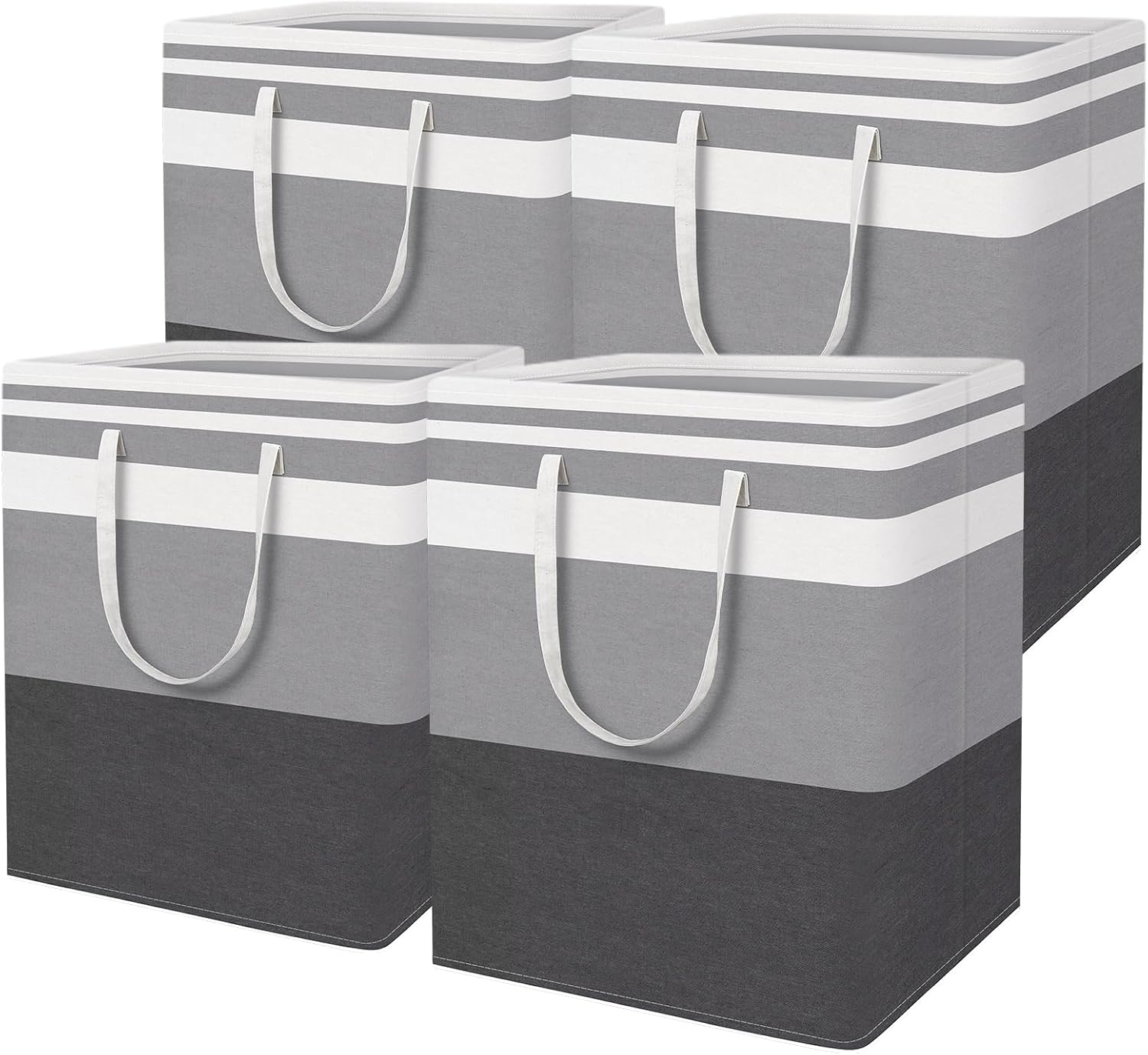 HomeHacks 4-Pack Large Laundry Basket, Waterproof, Freestanding Laundry Hamper, Collapsible Tall Clothes Hamper with Extended Handles for Clothes in the Dorm and Family-(Gradient Grey, 100L)‼️has mild stains‼️